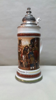 Beerstein with pointed pewter cover 0.5 l