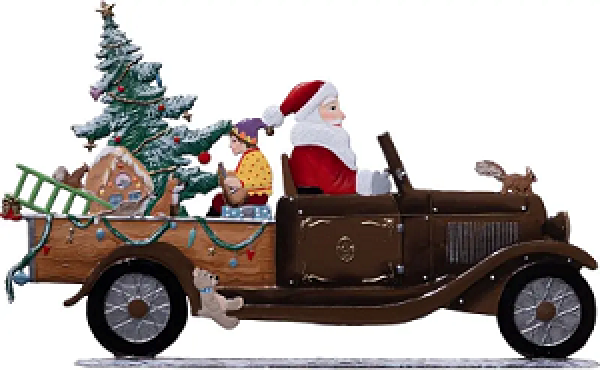 Santa Claus in a pickup truck